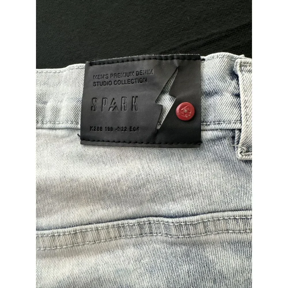 Spark Premium Denim Mens Jeans 38x32 Studio Collection‎ Ice Blue ~ FAST Shipping